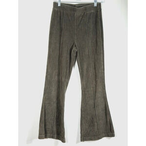 AERIE Groove-On Rib Velour Flare Pants Nomad Olive Green Size Small Short